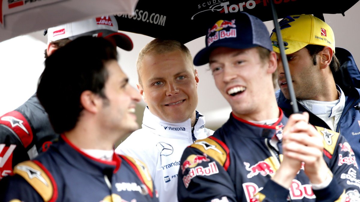 Carlos Sainz, Daniil Kvajt, Valtteri Bottas a Felipe Nasr v Monaku