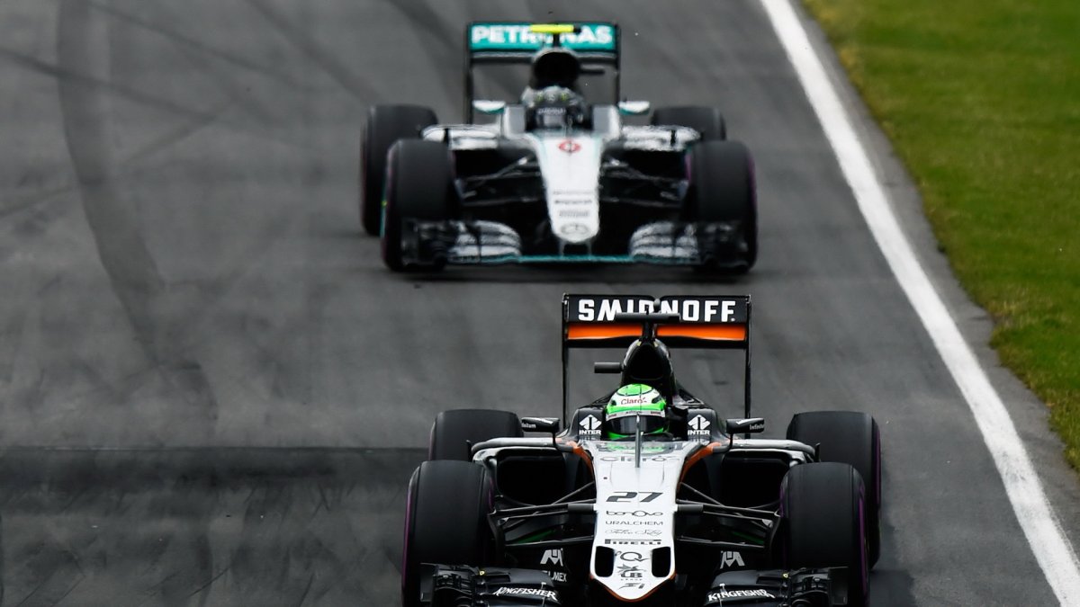 Nico Hülkenberg a Nico Rosberg v závodě v Kanadě