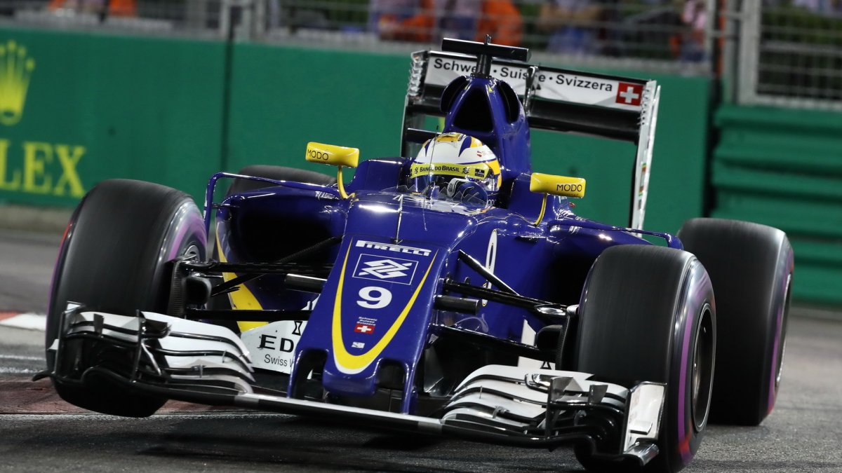 Marcus Ericsson při sobotním tréninku v Singapuru