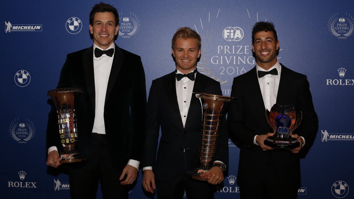 Toto Wolff s Nicem Rosbergem a Danielem Ricciardem