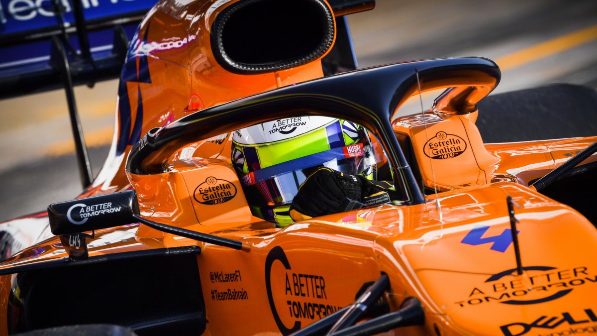 Lando Norris v rámci třetího dne druhých předsezonních testů v Barceloně