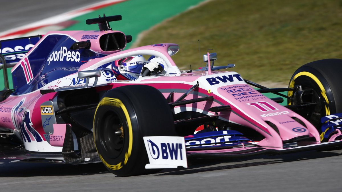 Sergio Pérez v novém voze Racing Point RP19 při testech v Barceloně