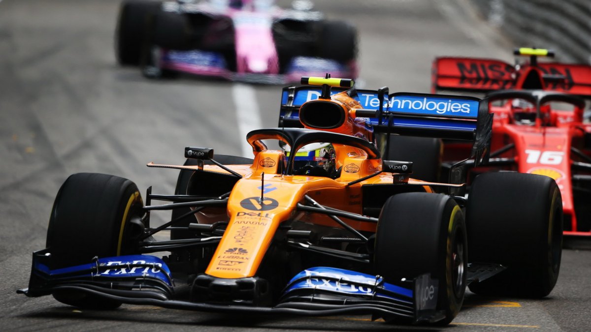 Lando Norris v závodě v Monaku