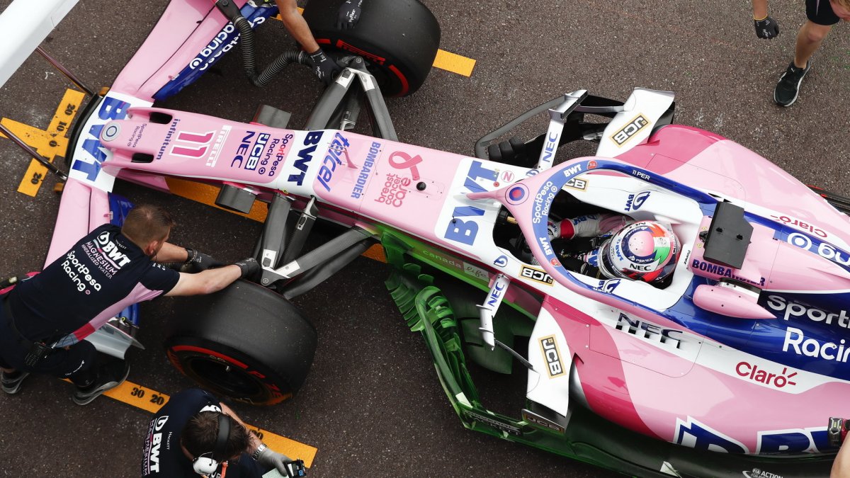 Sergio Pérez a Flow-vis v tréninku v Monaku