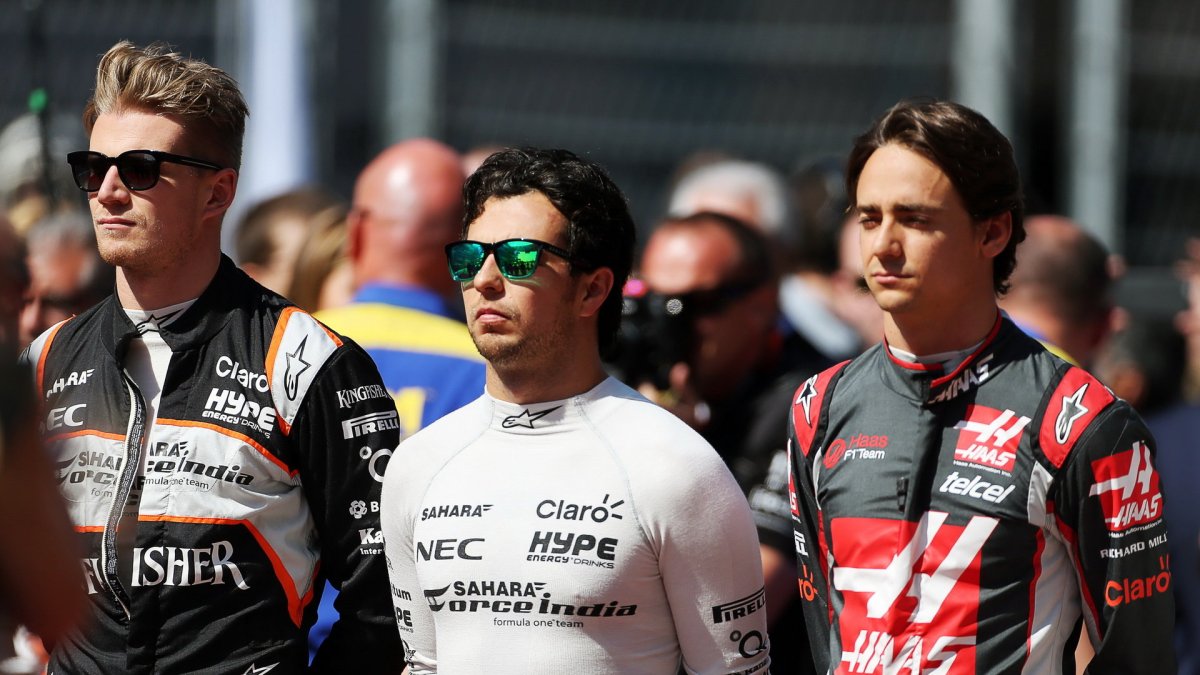 Nico Hülkenberg, Sergio Pérez a Esteban Gutiérrez před závodem v Soči