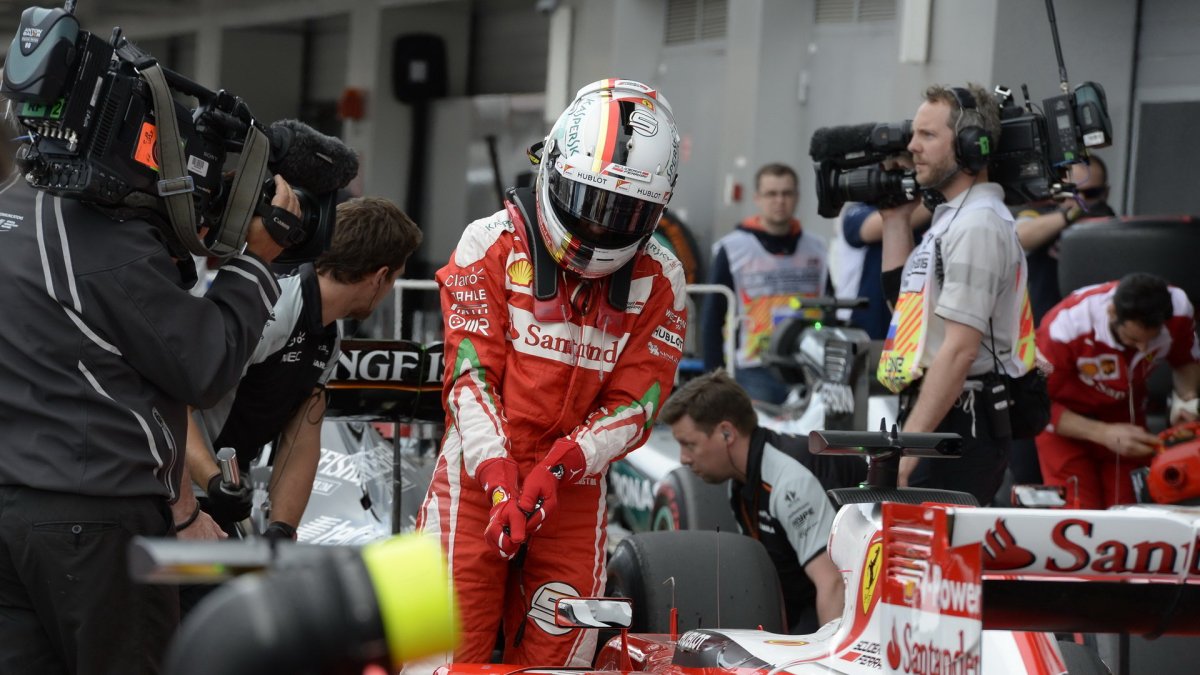 Sebastian Vettel po kvalifikaci v Soči