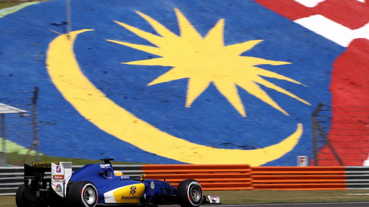 Marcus Ericsson při pátečním tréninku v Malajsii