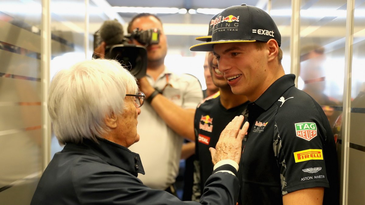 Bernie Ecclestone, Daniel Ricciardo a Max Verstappen v Austinu