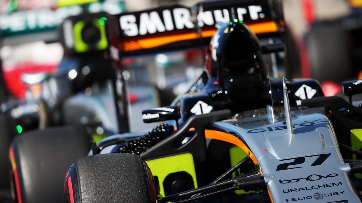 Vůz Force India VJM09 - Mercedes po kvalifikaci v Austinu