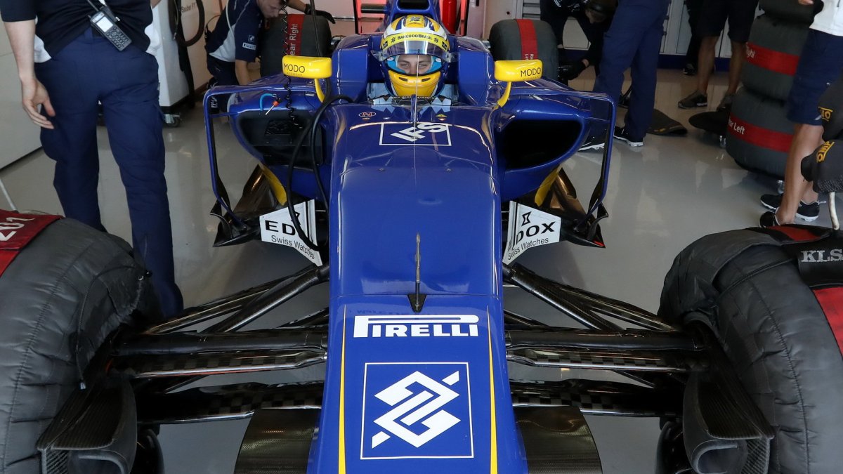 Marcus Ericsson při pátečním tréninku v Austinu