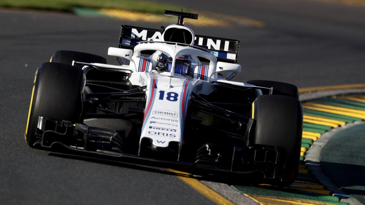 Lance Stroll při pátečním tréninku v Melbourne v Austrálii