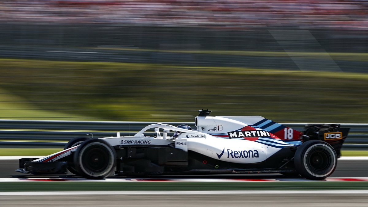 Lance Stroll v závodě v Maďarsku