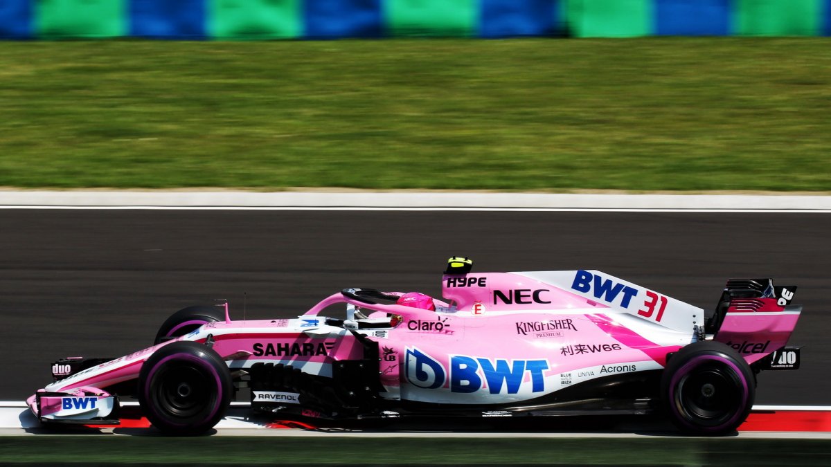 Esteban Ocon v třetím tréninku v Maďarsku