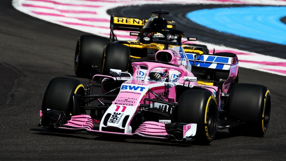 Sergio Pérez a Nico Hülkenberg v závodě ve Francii