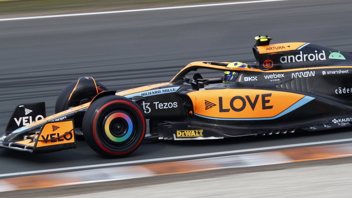 Lando Norris v závodě v Holandsku