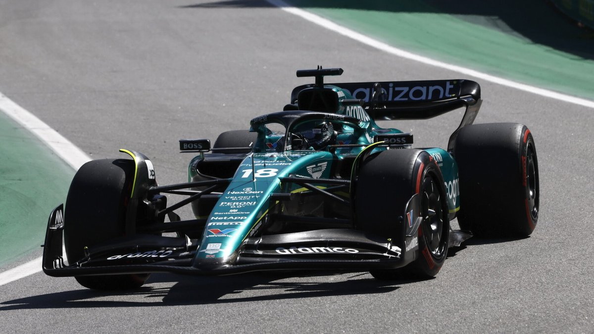Lance Stroll v závodě v Brazílii