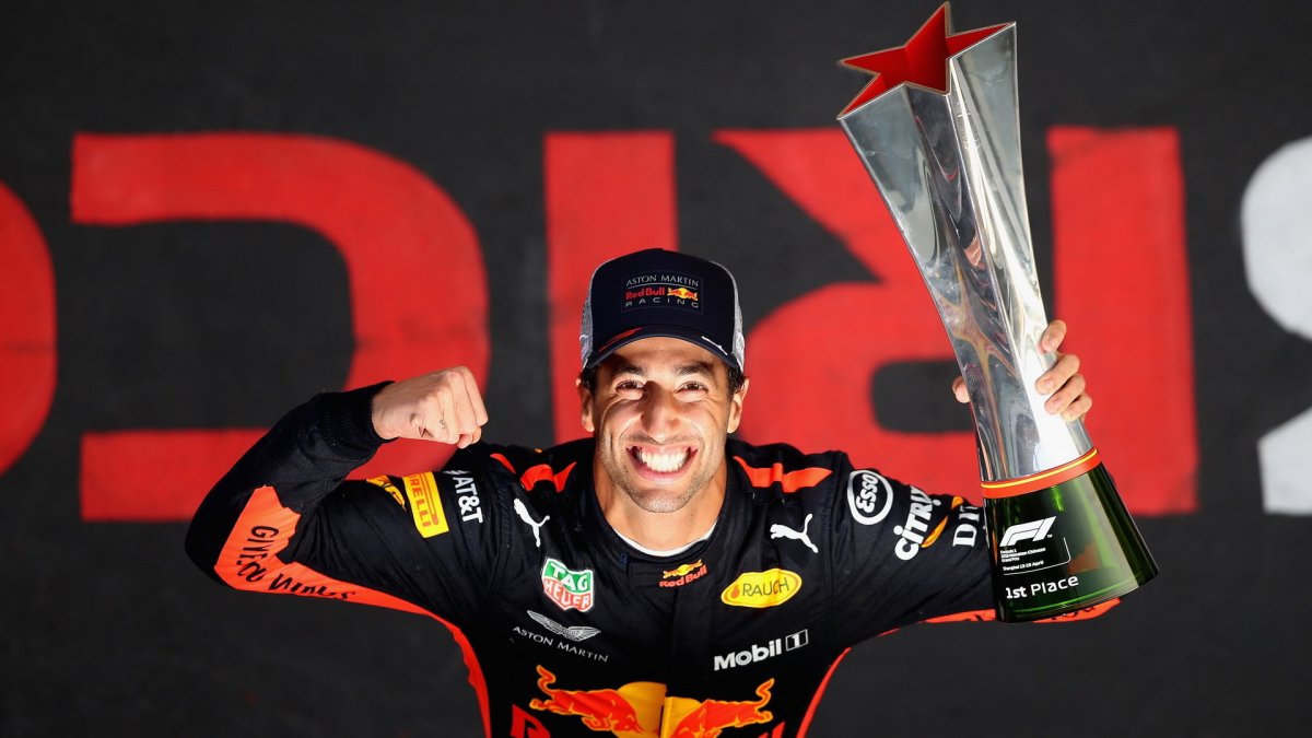 Daniel Ricciardo se velmi těšil ze svého vítězství v závodě v Číně