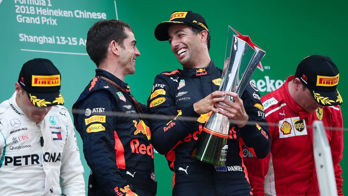 Daniel Ricciardo se velmi těšil ze svého vítězství v závodě v Číně