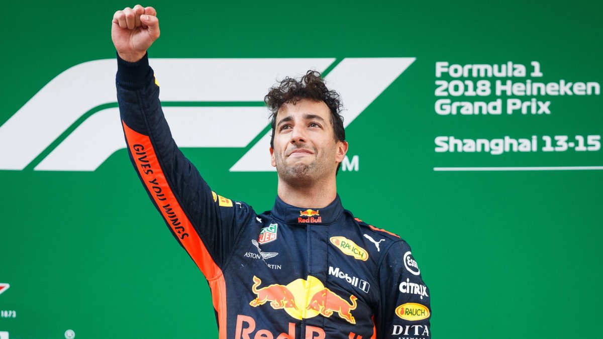 Daniel Ricciardo se velmi těšil ze svého vítězství v závodě v Číně