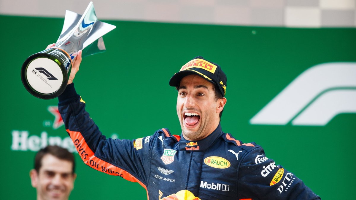 Daniel Ricciardo se velmi těšil ze svého vítězství v závodě v Číně