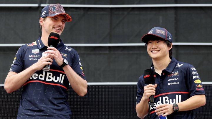 Max Verstappen a Juki Cunoda v Rakousku