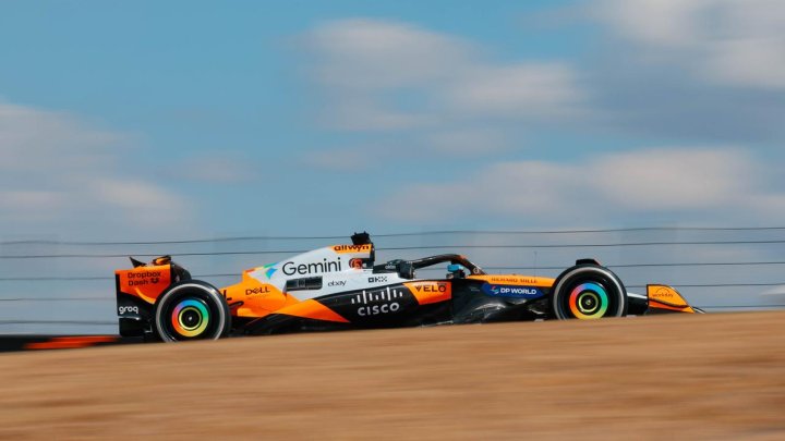 Lando Norris během tréninku na GP USA 2025