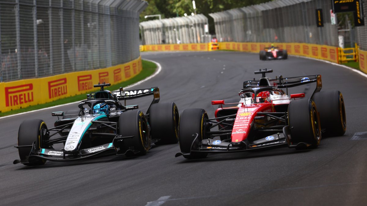 Souboj George Russella a Charlese Leclerca v Austrálii