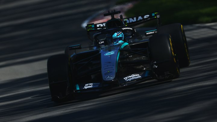 George Russell během sprintové kvalifikace v Kanadě